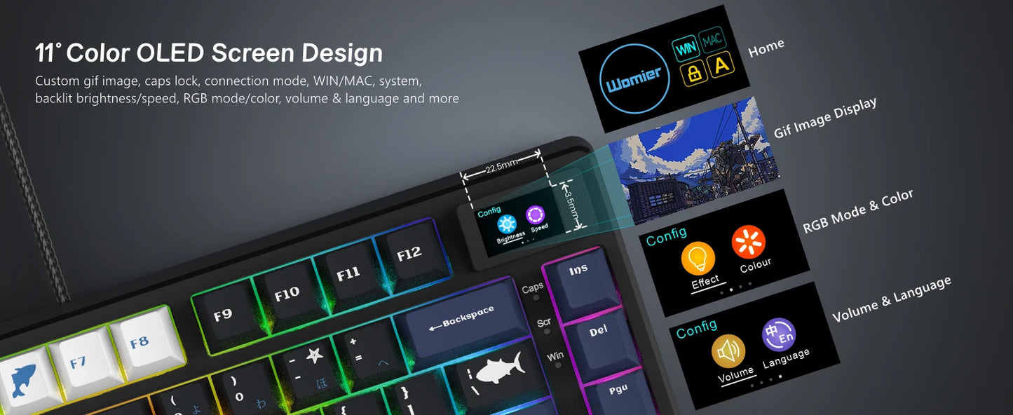 OLED RGB Mechanical Gaming Keyboard – Hot-Swappable Switches, Pudding Keycaps, Pro Build