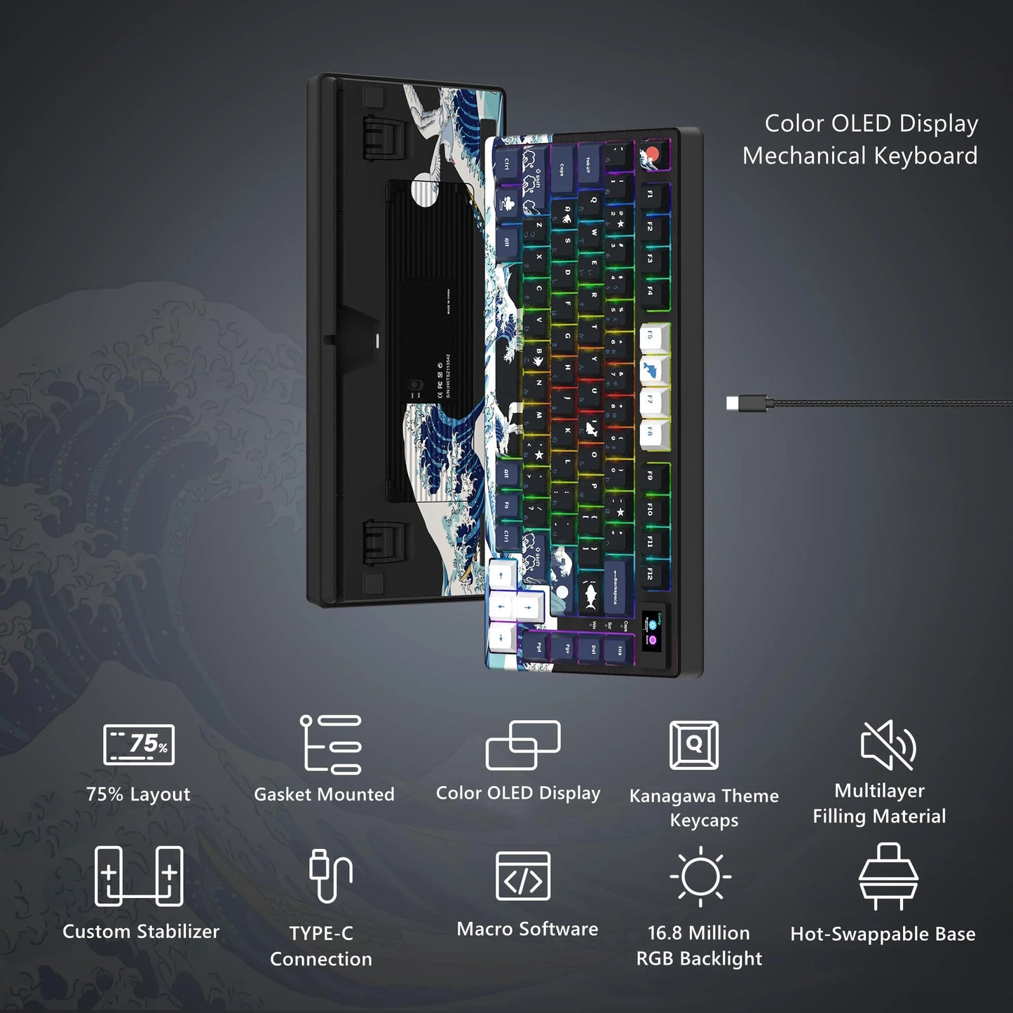 OLED RGB Mechanical Gaming Keyboard – Hot-Swappable Switches, Pudding Keycaps, Pro Build
