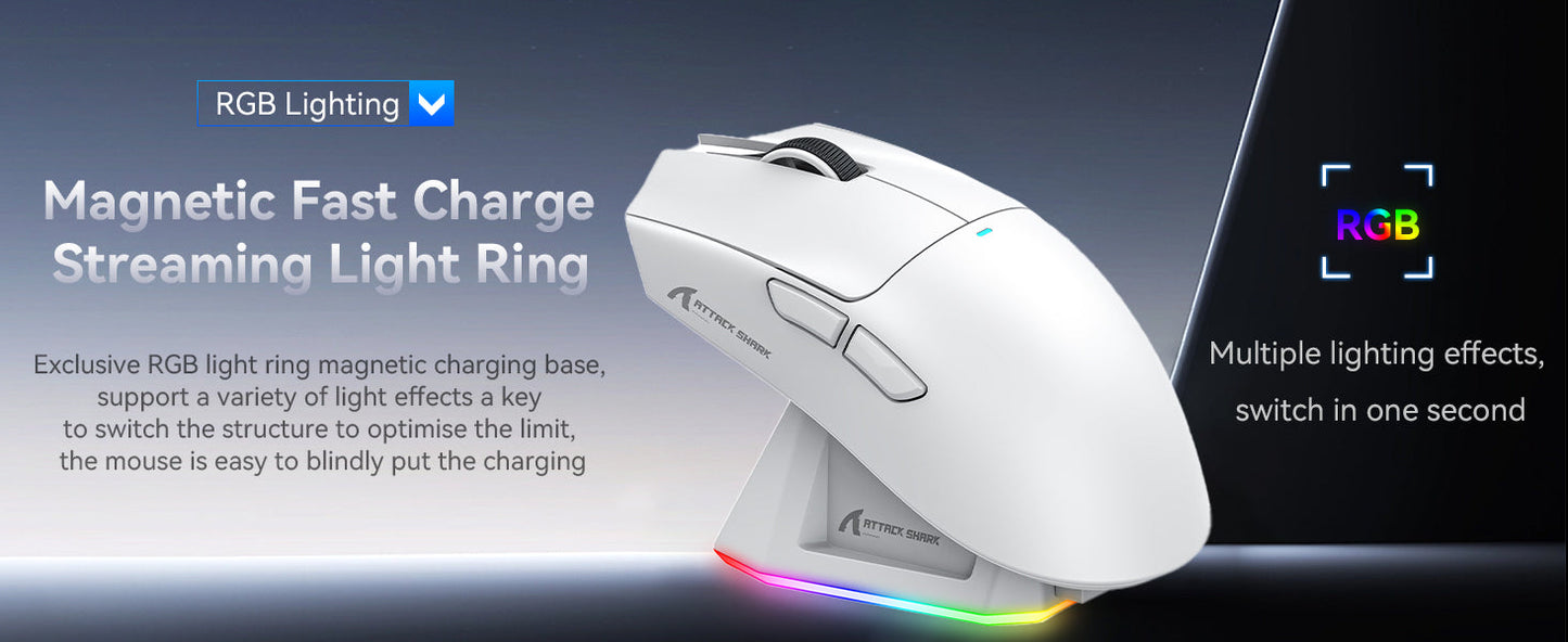 Attack Shark X11 – Ultra-Light RGB Gaming Mouse (22,000 DPI, Triple Mode, Dock Included)
