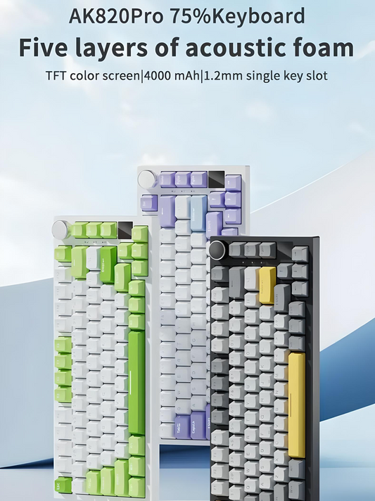 AJAZZ AK820 Pro – Tri-Mode RGB Mechanical Keyboard with TFT Display & Multi-Function Knob