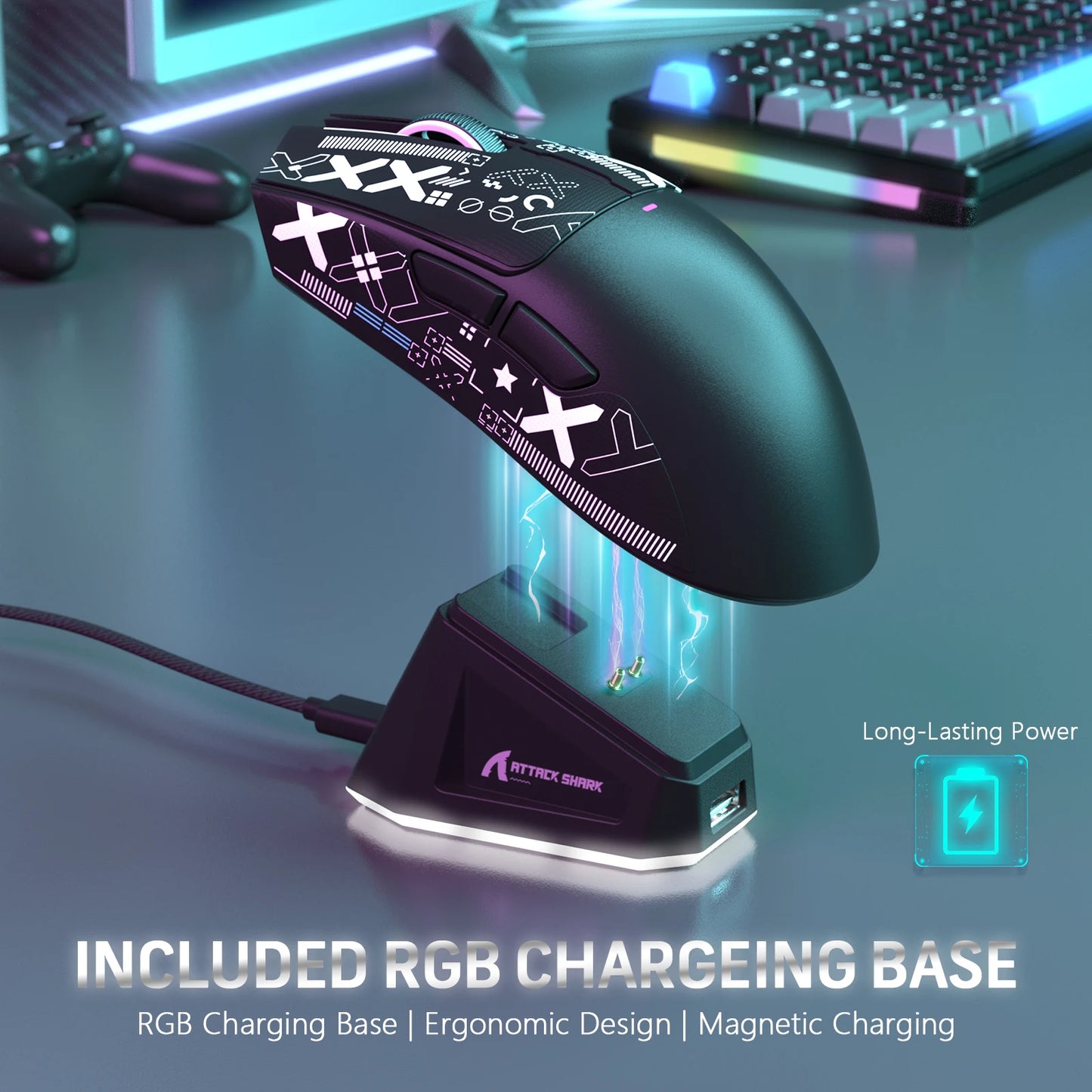 Attack Shark X11 – Ultra-Light RGB Gaming Mouse (22,000 DPI, Triple Mode, Dock Included)